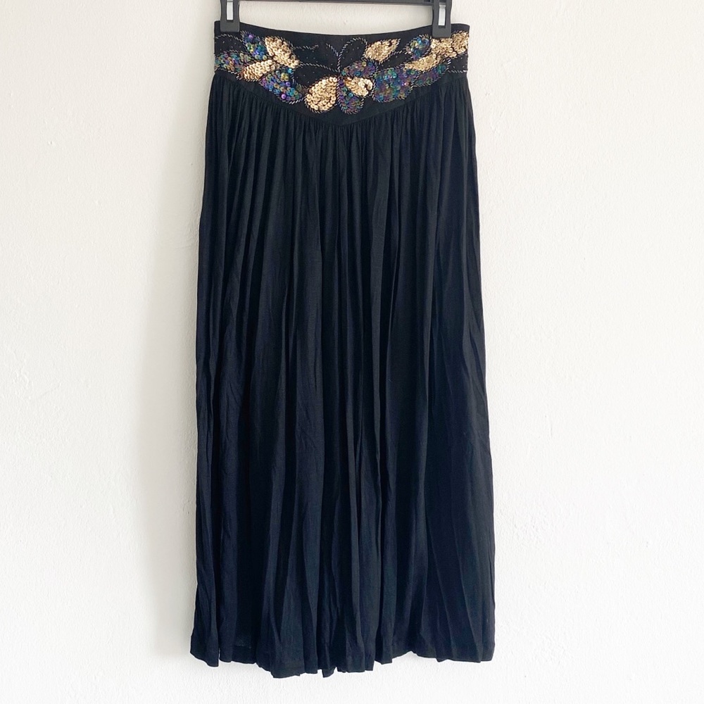 Gypsy Style Long Maxi Black Skirt Sequins Design